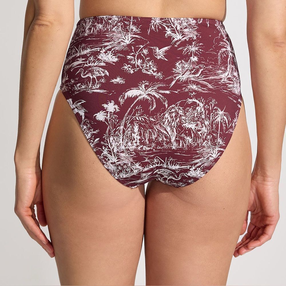 Land's End cheeky high waisted bikini bottoms crimson rose abstract floral Var - Picture 9 of 9
